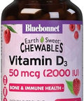 Bluebonnet Nutrition Earth Sweet Vitamin D3 2000 Iu Chewable Tablets Aids In Muscle And Skeletal Growth D3 Non Gmo Gluten Soy Milk Kosher 90 Chewable Tablets Raspberry Flavor