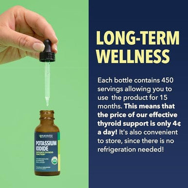 Iodine Liquid Drops Usda Organic Potassium Iodide Supplement For Thyroid Health Hormone Balance And Metabolism Support 1Year Supply Vegan Nongmo Gluten Unflavored 1 Fl Oz