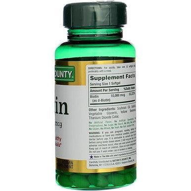 Nature's Bounty Biotin 10000 Mcg Ultra Strength Rapid Release Liquid Softgels 120 Ea Pack Of 2