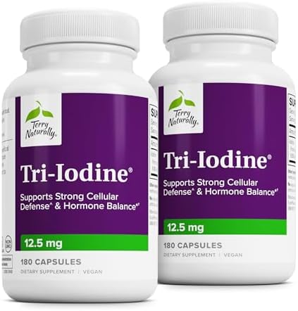 Terry Naturally Triiodine Support Thyroid Health Aids Hormone Balance With Molecular Iodine From Kelp Features Potassium Iodide & Sodium Iodide Brain & Energy Support 12.5Mg 90 Capsules