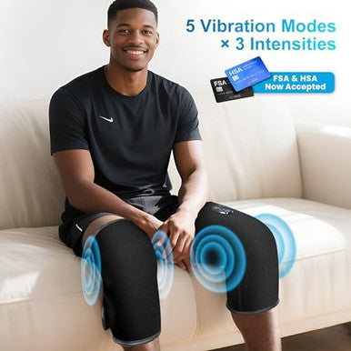 Comfier Heated Knee Massager With Vibration Graphene Heating Knee Wrap With 5 Modes Adjustable Size For All User