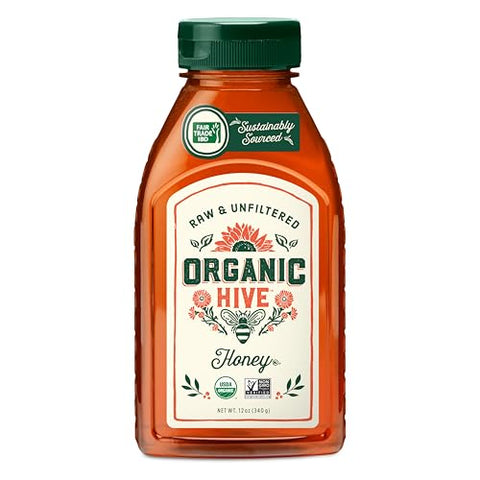 Organic Hive Raw & Unfiltered Organic Honey ÃƒÂ¢Ã¢â€šÂ¬Ã¢â‚¬Å“ 12 oz | 100% Pure | USDA Organic Certified | Sourced from CearÃƒÆ’Ã‚Â¡, Brazil | Natural Sweetener for Tea, Baking & Cooking