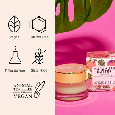 Winky Lux Lip Balm Overnight Lip Treatment Hydrating Murumuru Butter Hyaluronic Acid Power Peptides Vitamin E Moisturizing Glossy Finish