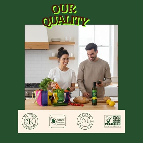 HASSY Extra Virgin Avocado Oil Premium Flavor for Dressings, Drizzling & Finishing - Non-GMO, 17.2 fl oz, 510 ML - Created by Avocado Farmers in Mexico - 100% Pure Cooking Oil