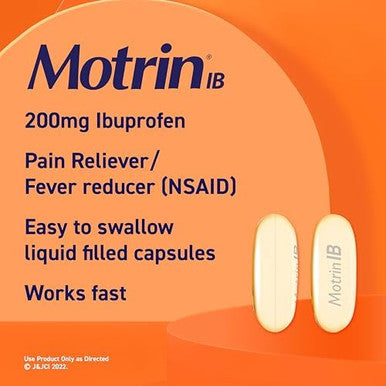 Motrin IB Liquid Gels - Pain Reliever with 200mg Ibuprofen for Muscle Aches Headache Backache Toothache Menstrual Cramps and Minor Arthritis Pain