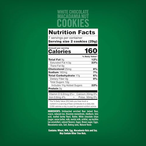 Tate's Bake Shop White Chocolate Macadamia Nut Cookies, 4-7 oz Bags