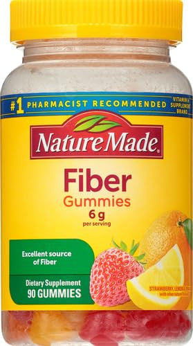 Nature Made Fiber 6 G Dietary Supplement For Digestive Health Support 90 Fiber Gummies 30 Day Supply