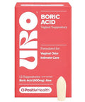 O Positiv Uro Boric Acid Vaginal Suppository With Lactic Acid And Aloe For Fast Relief And Vaginal Odor Control Vegan Free From Parabens Dyes And Fragrances 12 Count (Pack Of 1)