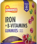 Sundance Iron Gummies Plus B-Vitamins 45 Vegan Gummies Grape Flavor Vegan, Non-Gmo, And Gluten Supplement