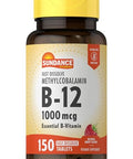Sundance B12 Methylcobalamin 1000 mcg 150 Fast Dissolve Tablets Natural Berry Flavor Vegetarian NonGMO and Gluten Free Essential Vitamin Supplement