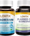 Lovita Cold-Pressed Flaxseed Oil Softgel + Magnesium 800 Tablets Nutrient Bundle