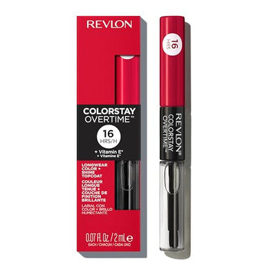 Revlon Liquid Lipstick With Clear Lip Gloss Colorstay Overtime Lipcolor Dual Ended With Vitamin E 040 Forever Scarlet 0.07 Fl Oz