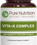 Pure Nutrition Vitamin K Complex K1 + K2 2250 Mcg 180 Tab Full Spectrum K Vitamin Supplement With K1 1000Mcg Non Gmo Gluten