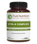 Pure Nutrition Vitamin K Complex K1 K2 2250 Mcg 180 Tab Full Spectrum K Vitamin Supplement With K1 1000Mcg Non Gmo Gluten Free