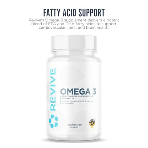 Revive Md Omega 3 Fish Oil Supplements For Men & Women Softgels With Epa & Dha Fatty Acids For Healthy Skin & Joints Heart & Brain Support Vegan-Friendly Gluten-Free (120 Softgels)