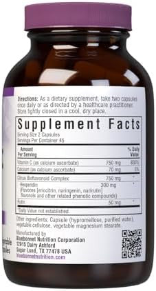 Bluebonnet Nutrition Mega Bioc Formula Vegetable Capsules High Potency Buffered Vitamin C For Immune Health Soy Gluten Nongmo Kosher Dairy Vegan 90 Count