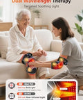 Halidodo Upgrade 4 Massage Area Knee Brace & Red Light Therapy For Knee Cord-Free Rechargeable Controller 20Min Auto Shut-Off 660Nm & 850Nm Red Light Therapy Device For Knee/Elbow/Shoulder.