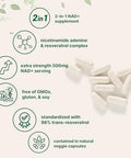 Micro Ingredients Nad 500Mg With Resveratrol 240 Veggie Capsules 2-In-1 Nad Supplement For Women & Men Nmn Pathway Alternative Non-Gmo Gluten Free