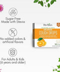 Herbion Naturals Cough Drops With Orange Flavor Sugar With Stevia Soothes Cough For Adults And Children Over 6 Years 18 Drops