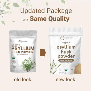 Micro Ingredients Organic Psyllium Husk Powder 2Lbs (32Oz) Daily Soluble Fiber Supplement India Origin Non-Gmo Keto Friendly Vegan