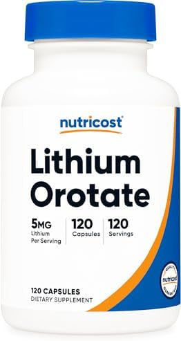 Nutricost Lithium Orotate 5Mg 120 Capsules Veggie Caps Nongmo Gluten