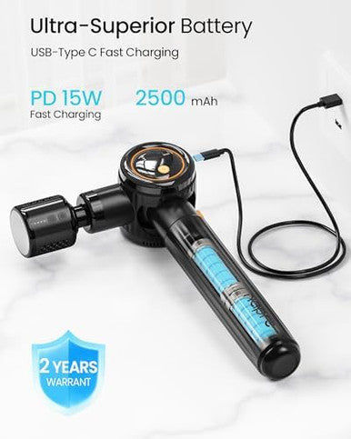 Napre Massage Gun With Heat And ColdMassage Gun Deep Tissue With Extension Handle & 3 Adjustable AnglesHandheld Percussion Back Massager For Muscle/Neck/Body Pain Relief6 HeadsWith Case
