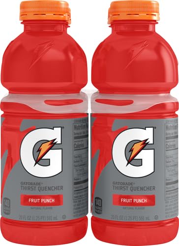 Gatorade Thirst Quencher Sports Drink Fruit Punch 20oz Bottles 4 Pack Electrolytes for Rehydration