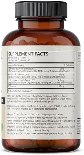 Futurebiotics Chill Pill + Ashwagandha Rhodiola St. John'S Wort & Ltheanine Nongmo 120 Vegetarian Tablets