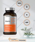 Horbaach Vitamin E 1000 IU Softgel Capsules 200 Count NonGMO Gluten Free Preservative Free Vitamin E Oil