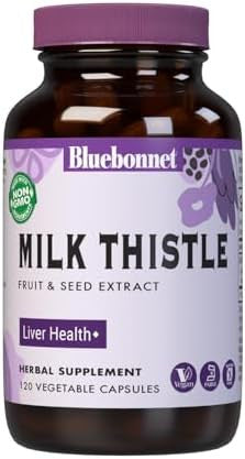 Bluebonnet Nutrition Milk Thistle Fruit & Seed Extract Liver Health Nongmo Vegan Kosher Gluten Soy 120 Vegetable Capsules 120 Servings