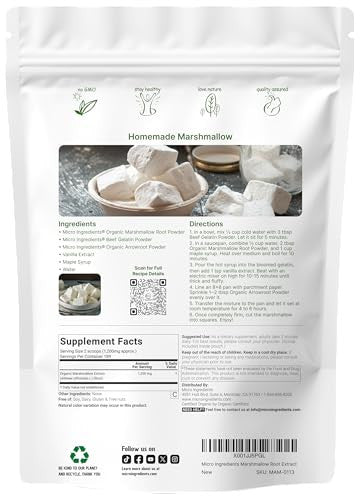 Micro Ingredients Organic Marshmallow Root Powder 8 Ounce Filler Free And Traditionally Used Supports Digestive Gastrointestinal Health Non-Irradiated And No Gmos Vegan Friendly