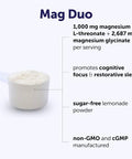 Micro Ingredients Mag Duo Magtein Magnesium L-Threonate & Magnesium Glycinate Powder Restful Sleep Calm & Focus Support 2-In-1 Advanced Magnesium Formula Sugar-Free Lemonade Flavor