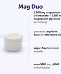 Micro Ingredients Mag Duo Magtein Magnesium L-Threonate & Magnesium Glycinate Powder Restful Sleep Calm & Focus Support 2-In-1 Advanced Magnesium Formula Sugar-Free Lemonade Flavor