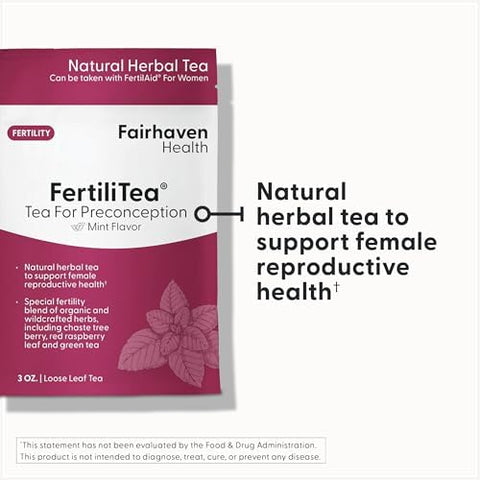 Fairhaven Health Fertilitea Organic Fertility Tea For Women To Support Reproductive Health Prenatal Herbal Tea To Support Menstrual Cycle & Hormone Balance Contains Vitex Mint 60 Servings