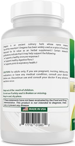Best Naturals Best Naturlas Oregano Leaf Extract 1800 mg Equivalent Per Serving - 120 Veg Capsules