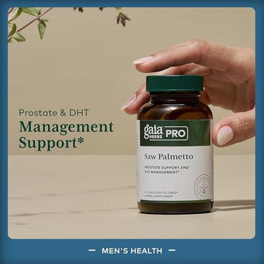 Gaia Herbs Pro Saw Palmetto Healthy Prostate Gland Support Supplement Herbal Supplement With Saw Palmetto & Sunflower Seed Vegan Gluten Soy 60 Liquid Phytocaps (60 Servings)