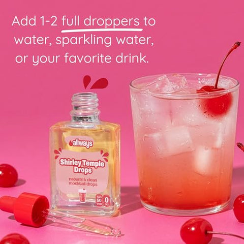 Allways Shirley Temple Drops ÃƒÂ¢Ã¢â€šÂ¬Ã¢â‚¬Å“ Sugar Free Liquid Water Enhancer with Monk Fruit ÃƒÂ¢Ã¢â€šÂ¬Ã¢â‚¬Å“ Zero Calorie Shirley Temple Drink Mix for Water ÃƒÂ¢Ã¢â€šÂ¬Ã¢â‚¬Å“ Natural Flavors ÃƒÂ¢Ã¢â€šÂ¬Ã¢â‚¬Å“ 50 Servings ÃƒÂ¢Ã¢â€šÂ¬Ã¢â‚¬Å“ No Sugar Hydration