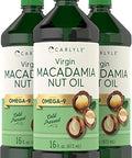 Carlyle Macadamia Nut Oil | 3 x 16 oz Bottles | Premium Cold Pressed | Food Grade | Vegetarian, Non-GMO, Gluten Free | Virgin Oil | Safe for Cooking, Great for Hair and Skin