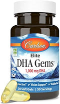 Carlson Elite DHA Gems 1000 mg DHA Supports Healthy Brain Function and Vision 30 soft gels
