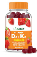 Lifeable Vitamin D3 K2 Gummies for Adults 1000iu D3 and K2 100mcg Great Tasting D3 and K2 Supplements for Bone Health and Immunity VIT D3 K2 for Adults Men and Women 60 Gummies