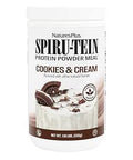 NaturesPlus SPIRU-TEIN Simply Natural, Original Chocolate - 0.81 lb - Unsweetened Plant-Based Protein Shake - Non-GMO, Vegetarian, Gluten Free - 16 Servings