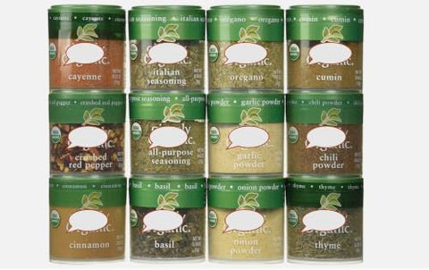 Organic Starter Spice Gift Set ÃƒÂ¢Ã¢â€šÂ¬Ã¢â‚¬Å“ 12 Mini Spice Bottles, 0.33 oz Each