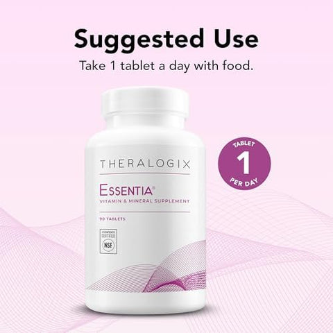 Theralogix Essentia Multivitamin for Women 90Day Supply Women's Daily Multivitamin Supports Immune Health and Bone Health Includes Vitamin C Vitamin D Zinc and More NSF Certified 90 Tablets