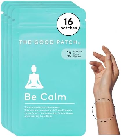 The Good Patch Be Calm Patch With Hemp Unwind + Decompress Natural Patch With Hemp Extract Ashwagandha Root Passionflower Plant Powered Wearable Wellness Sustained Release (16 Total Patches)