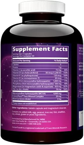 Mrm Nutrition Bone Maximizer Iii With Mcha + Vitamin D3 + Vitamin K2 Bone Health High Potency Key Vitamins And Minerals For Bones 50 Servings