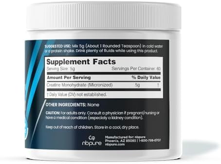 Nbpure Micronized Creatine Monohydrate " Support Muscle Endurance Power Size Recovery" No Artificial Ingredients " Ideal For All Active Lifestyles