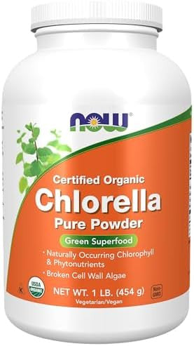 Now Foods Supplements Organic Chlorella Powder With Naturally Occurring Chlorophyll Betacarotene Mixed Carotenoids Vitamin C Iron And Protein 1Pound