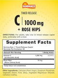 Sundance Vitamin C 1000mg with Rose Hips 60 Coated Caplets Timed Release Vegetarian NonGMO and Gluten Free Supplement