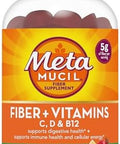 Metamucil Fiber Gummies For Adults With Vitamins C D B12 For Metabolism No Sugar Added Citrus Berry Flavor 5G Plant Based Prebiotic Fiber Supplement Blend 120 Count