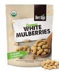 Berrilys Organic Dried Mulberries - White Mulberry, Non-GMO, Unsulfured, Raw, Kosher, Vegan - Healthy Berries, Superfood, No Sugar Added, USDA Organic Certified, FDA Registered Facility - 10oz